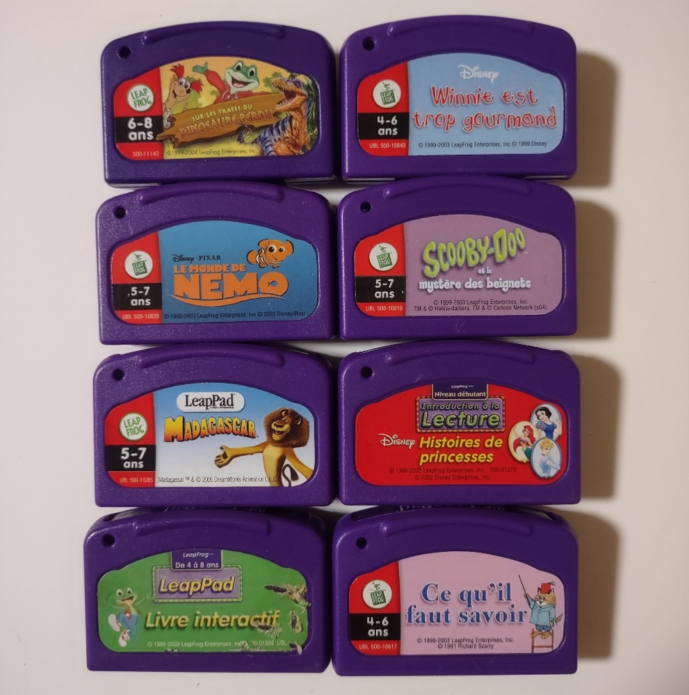 Leap Frog Leap Pad Lot of 8 Cartridges Only Disney (French)